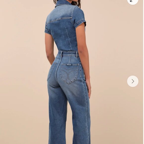 ROLLA'S Sailor Dark Wash Short Sleeve Jumpsuit - Blue Denim - Picture 3 of 5